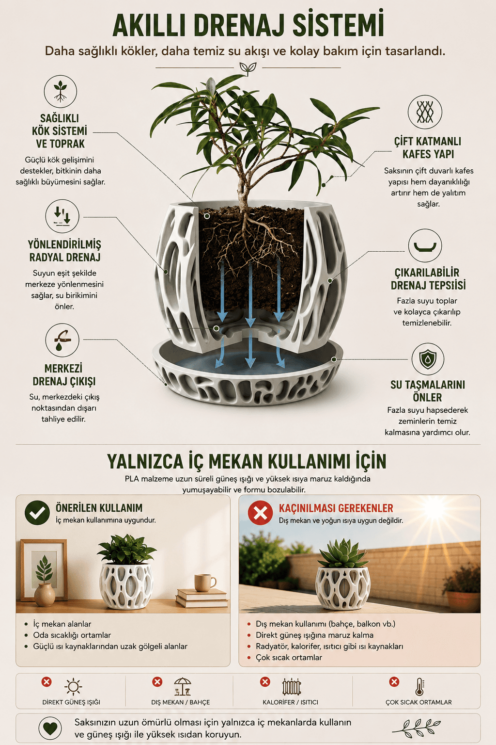 LATTIS Tabaklı Saksı