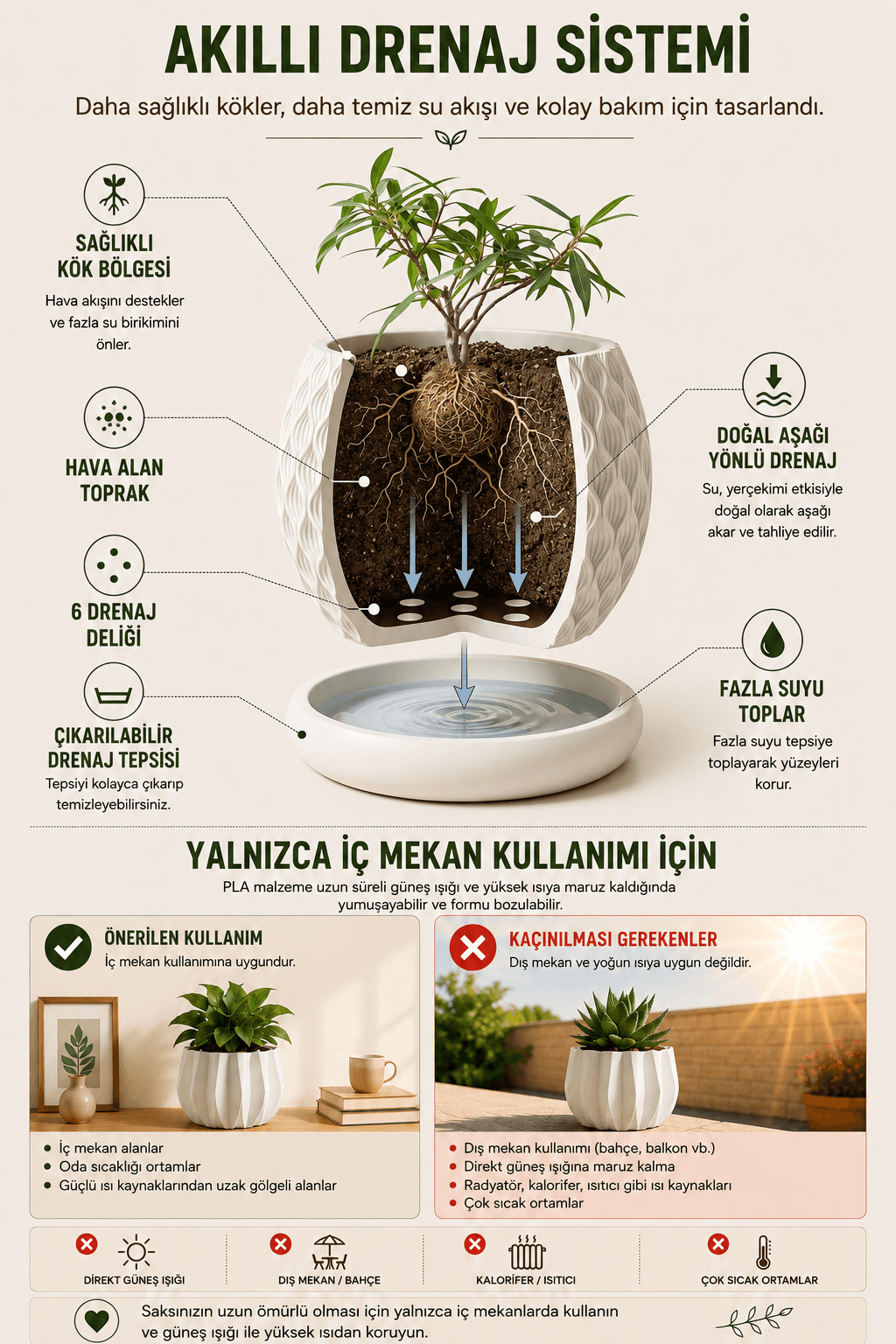 SQUAMA Tabaklı Saksı