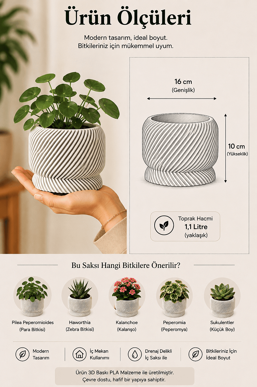 HELIX Tabaklı Saksı