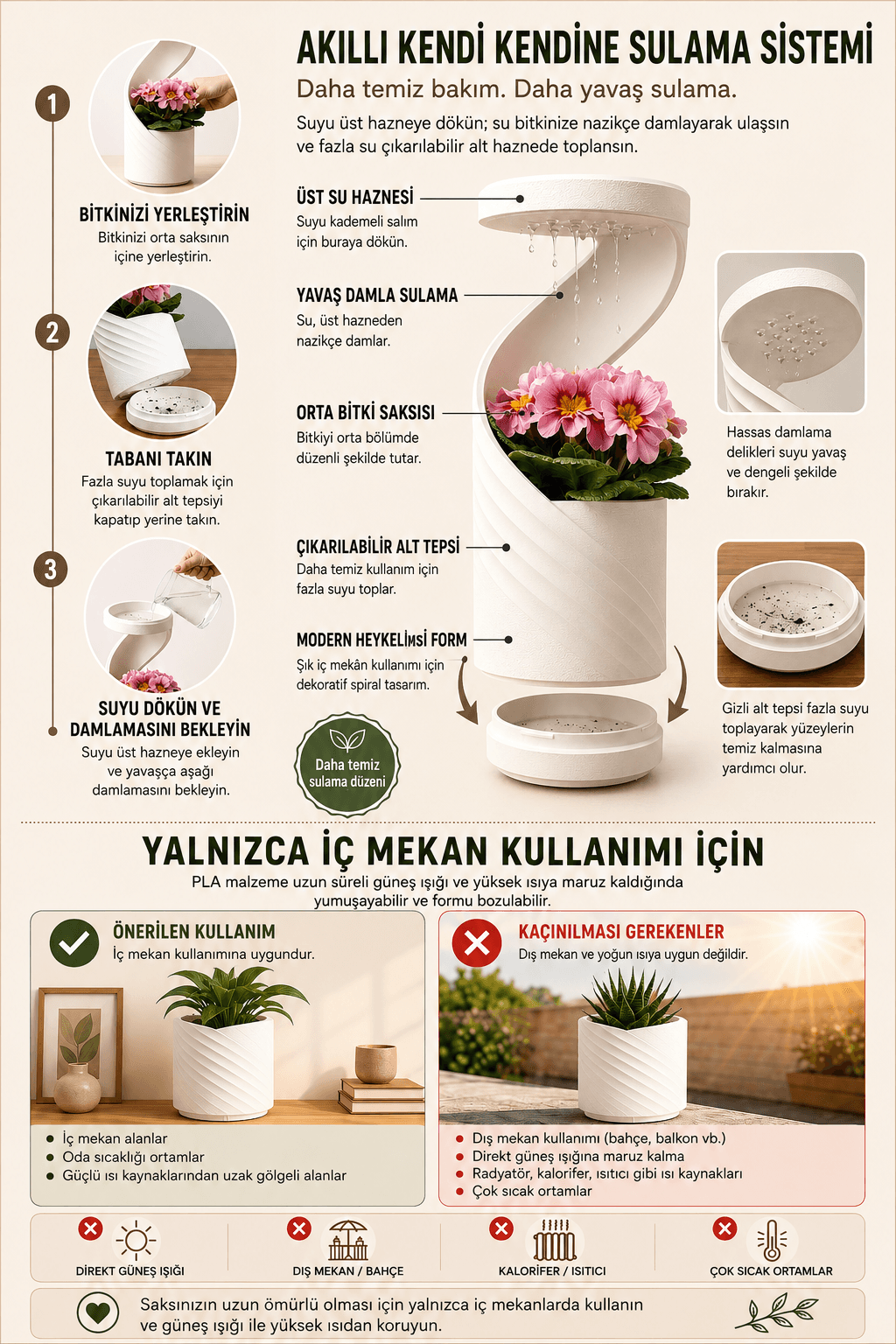 AURA Yavaş Damlamalı Saksı