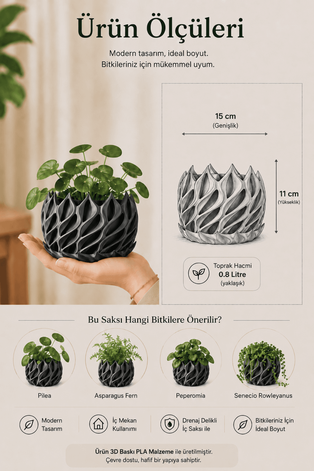 VORTEX Tabaklı Saksı